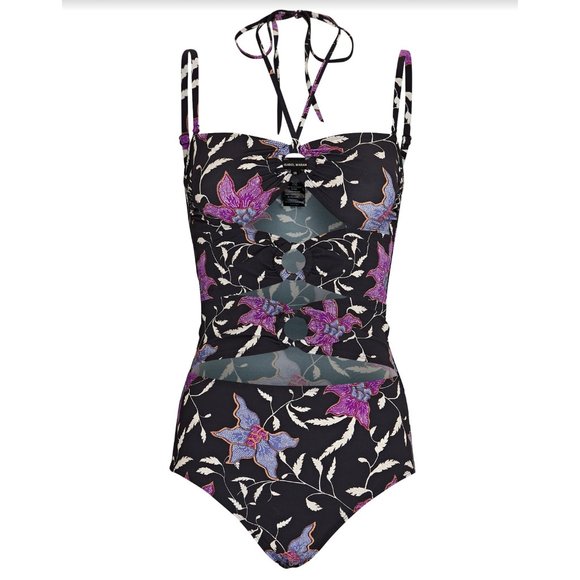 ISABEL MARANT ETOILE "STIZA" Printed One Piece Swimsuit Navy - Picture 4 of 6